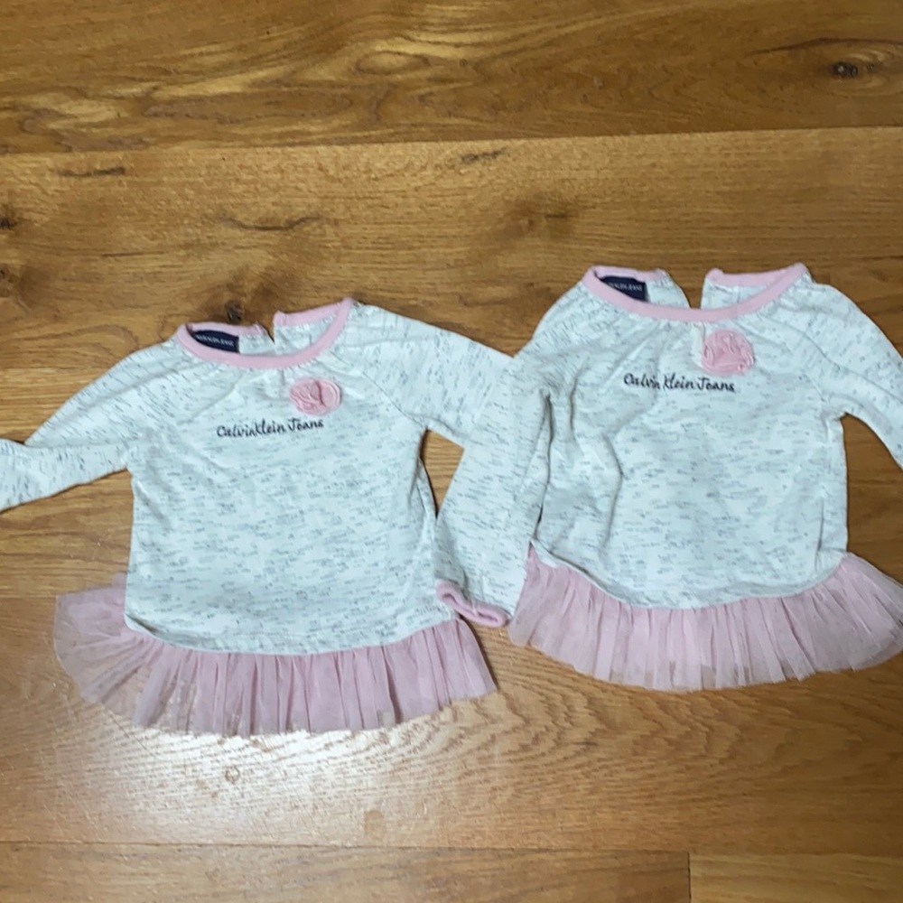 Gray and pink ruffled shirts (2)